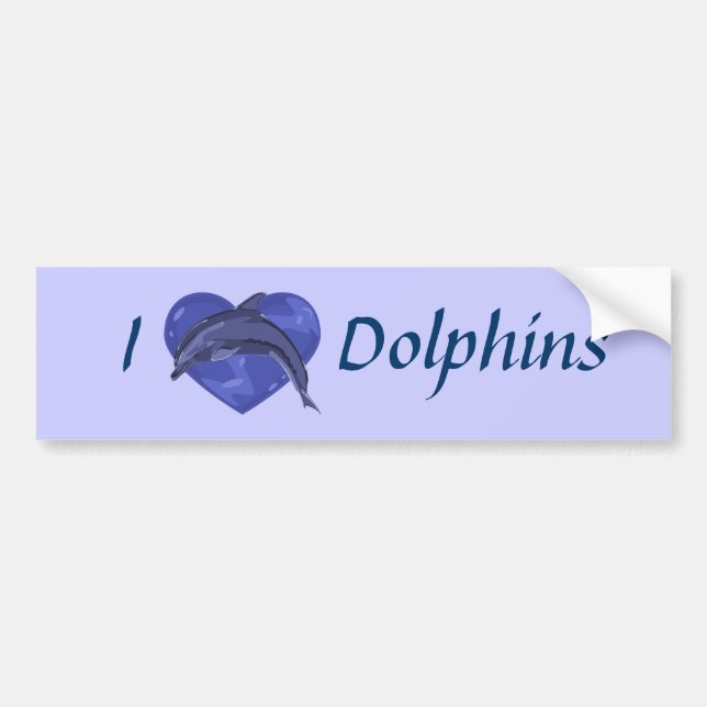 Autocollant De Voiture J'aime l'adhésif pour pare-chocs de dauphins (Devant)