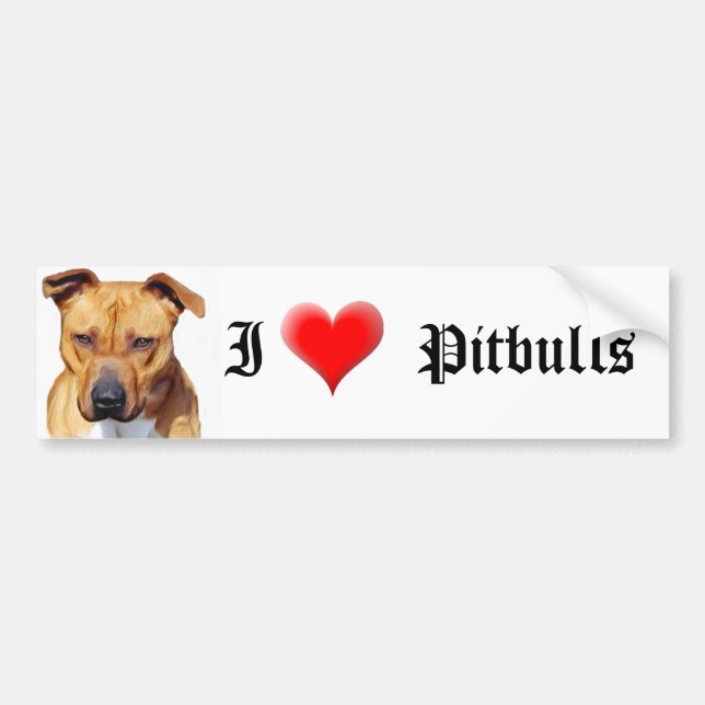 Autocollant De Voiture J'aime l'adhésif pour pare-chocs de Pitbulls (Devant)