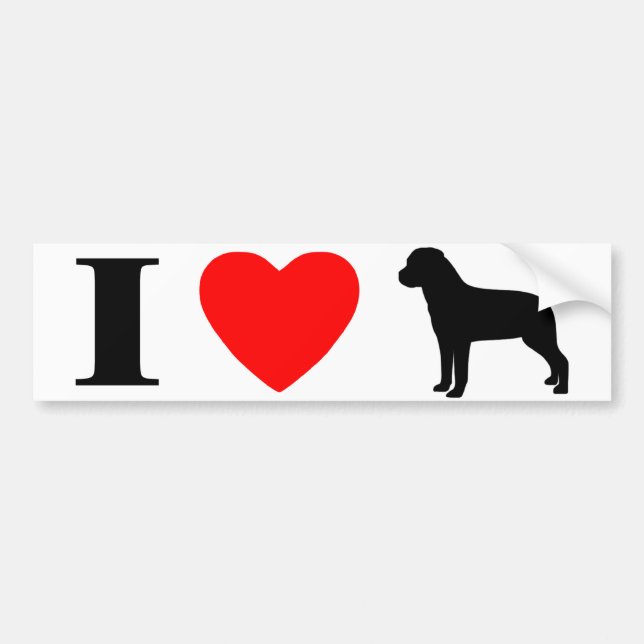 Autocollant De Voiture J'aime l'adhésif pour pare-chocs de rottweilers (Devant)