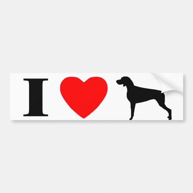 Autocollant De Voiture J'aime l'adhésif pour pare-chocs de Weimaraners (Devant)