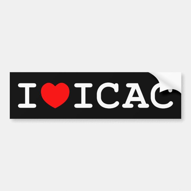 Autocollant De Voiture J'aime l'adhésif pour pare-chocs d'ICAC (foncé) (Devant)