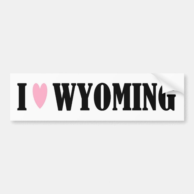 AUTOCOLLANT DE VOITURE J'AIME L'ADHÉSIF POUR PARE-CHOCS DU WYOMING (Devant)
