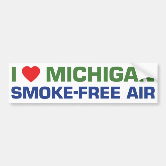 Autocollant De Voiture J'aime l'air sans fumée du Michigan (Devant)