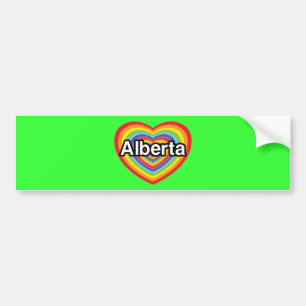 Autocollant De Voiture J'aime l'Alberta, le coeur arc-en-ciel