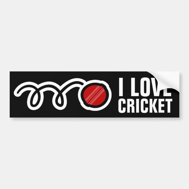 Autocollant De Voiture J'aime l'autocollant de cricket pour les fans et l (Devant)