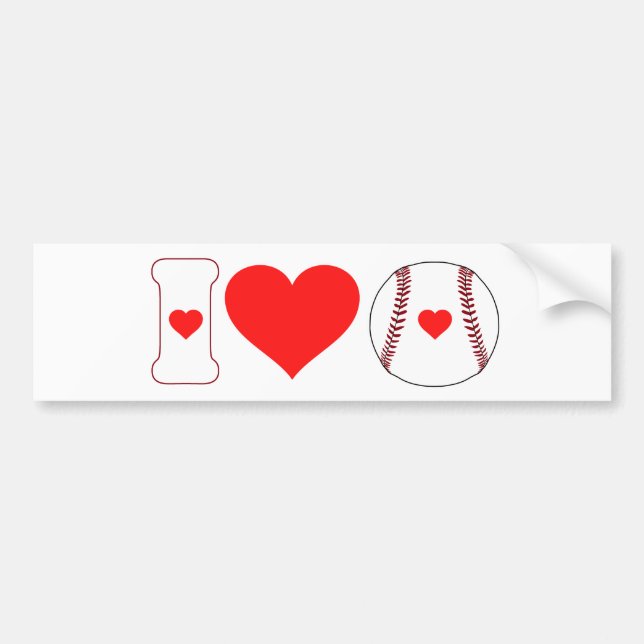 Autocollant De Voiture J'aime le baseball (Devant)