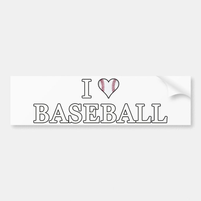 Autocollant De Voiture J'Aime Le Baseball (Devant)