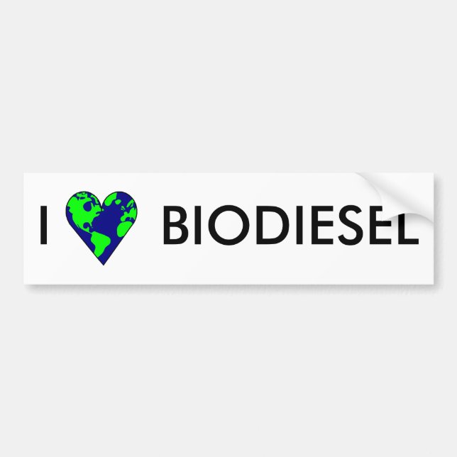 AUTOCOLLANT DE VOITURE J'AIME LE BIODIESEL (Devant)