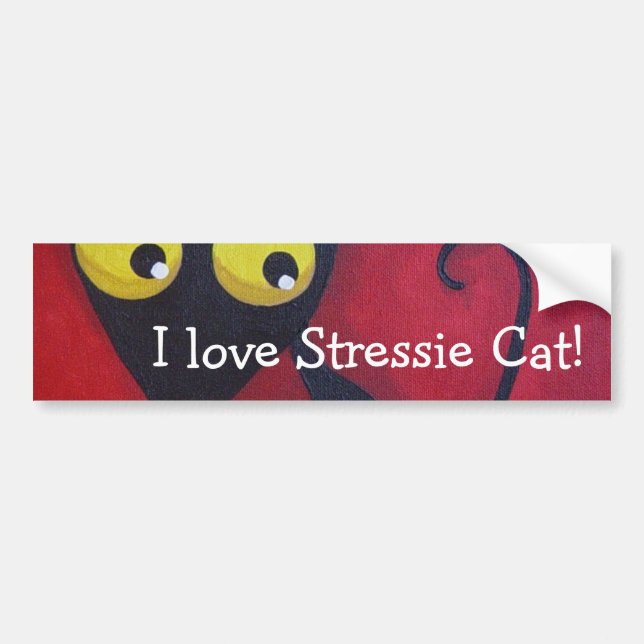 Autocollant De Voiture J'aime le chat de Stressie ! (Devant)