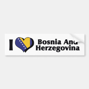 Autocollant De Voiture J'aime le drapeau de la Bosnie-Herzégovine