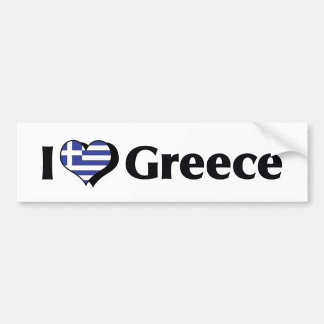 Autocollant De Voiture J'aime le drapeau de la Grèce (Devant)