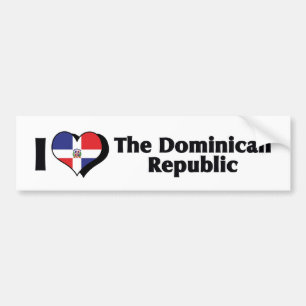 Autocollant De Voiture J'Aime Le Drapeau De La République Dominicaine