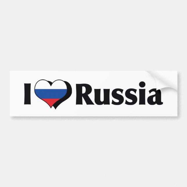 Autocollant De Voiture J'aime le drapeau de la Russie (Devant)