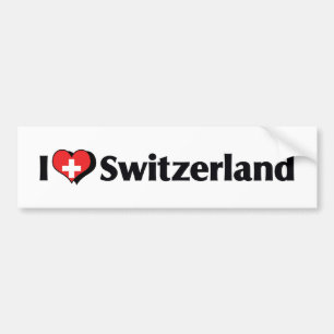 Autocollant De Voiture J'aime le drapeau de la Suisse