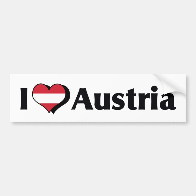 Autocollant De Voiture J'aime le drapeau de l'Autriche (Devant)