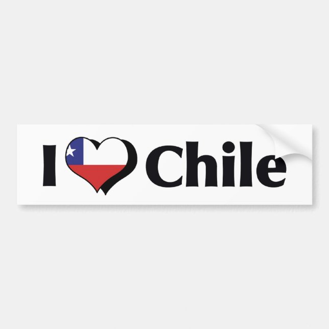 Autocollant De Voiture J'aime le drapeau du Chili (Devant)