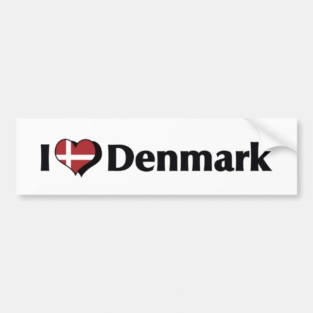 Autocollant De Voiture J'aime le drapeau du Danemark (Devant)