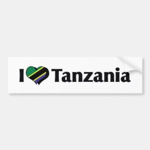 Autocollant De Voiture J'aime le drapeau tanzanien