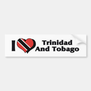 Autocollant De Voiture J'Aime Le Drapeau Trinité-Et-Tobago