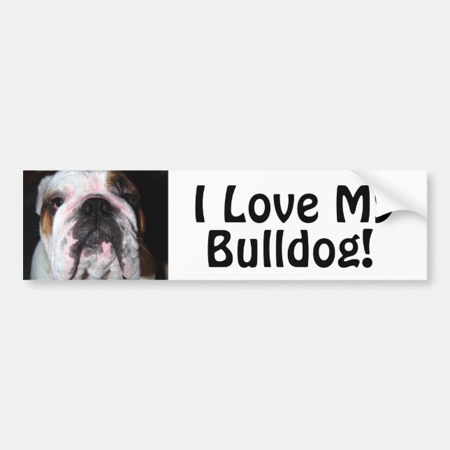Autocollant De Voiture J'aime le mon, bouledogue ! (Devant)