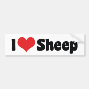 Autocollant De Voiture J'aime le mouton à coeur