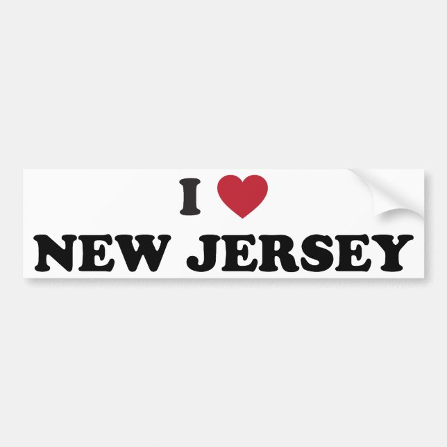 Autocollant De Voiture J'aime le New Jersey (Devant)