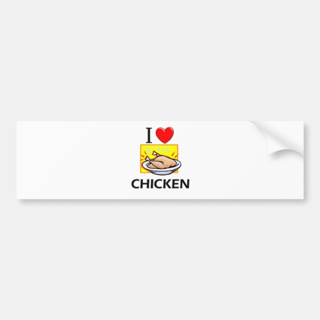 Autocollant De Voiture J'aime le poulet (Devant)