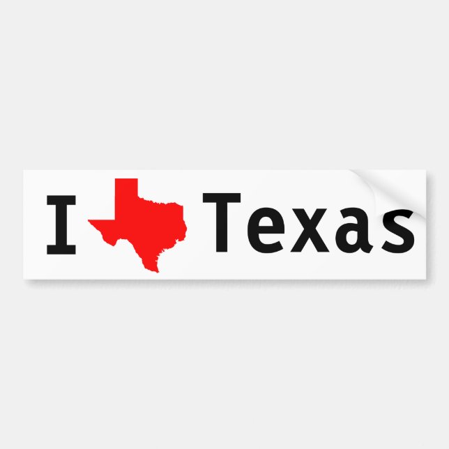 Autocollant De Voiture J'aime (le Texas) le Texas (Devant)