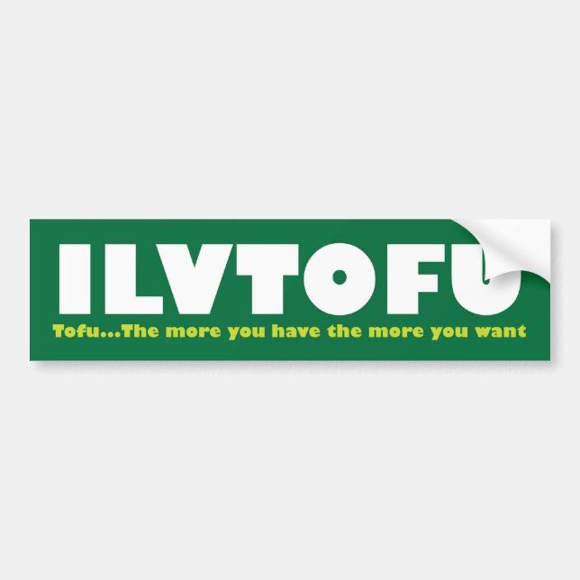 AUTOCOLLANT DE VOITURE J'AIME LE TOFU (Devant)