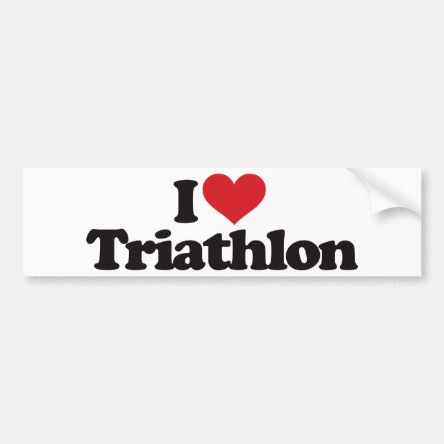Autocollant De Voiture J'aime le triathlon (Devant)