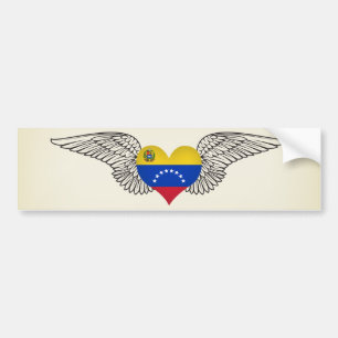 Autocollant De Voiture J'aime le Venezuela - ailes