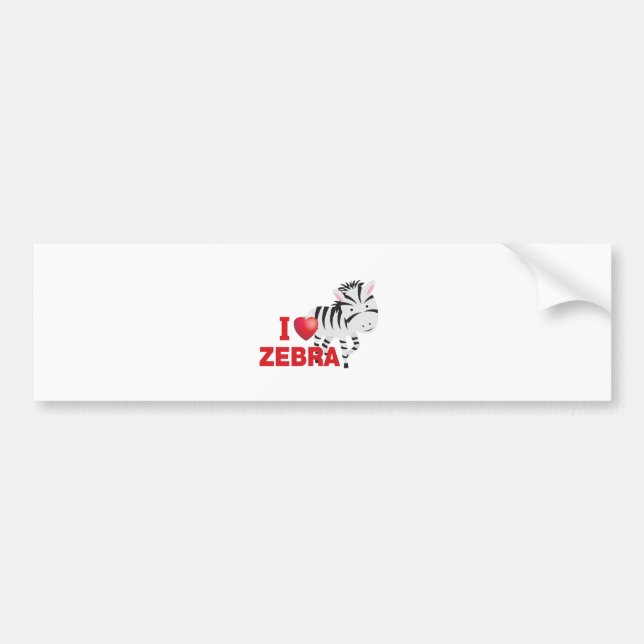 Autocollant De Voiture j'aime le zèbre (Devant)
