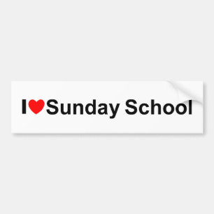 Autocollant De Voiture J'aime l'école du dimanche (de coeur)