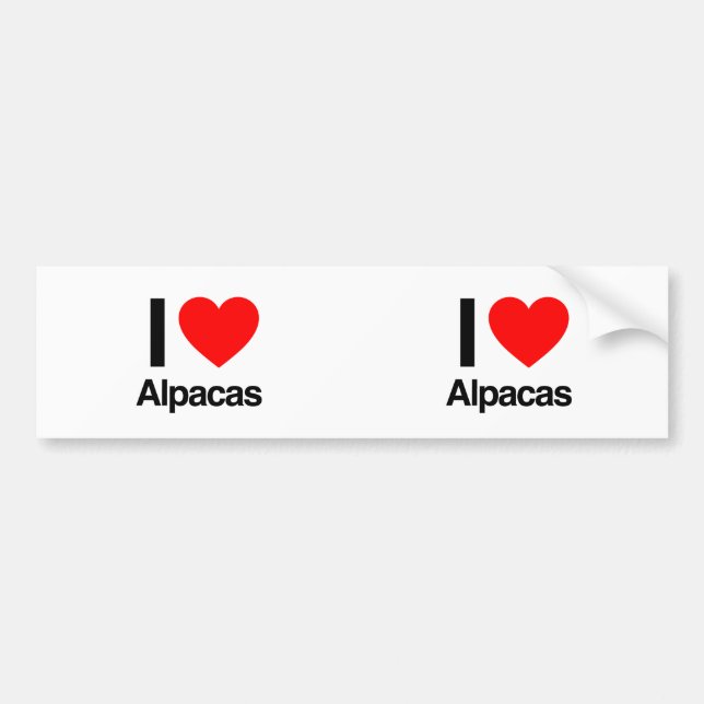Autocollant De Voiture j'aime les alpacas (Devant)