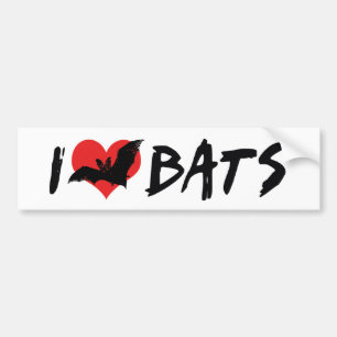 Autocollant De Voiture J'aime les chauves-souris cœur