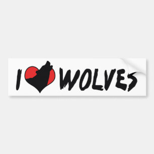 Autocollant De Voiture J'aime les loups à coeur - Amoureux des loups