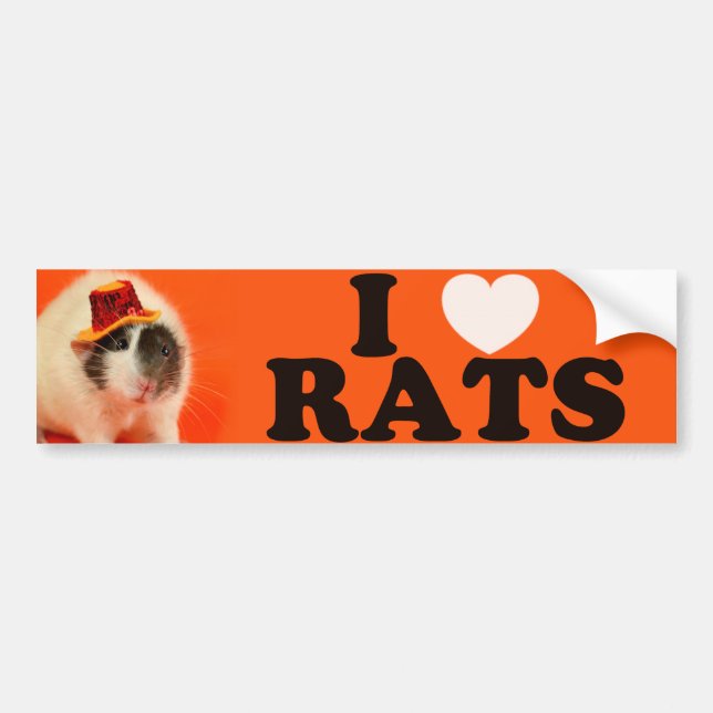 Autocollant De Voiture J'aime les rats (en casquette) (Devant)
