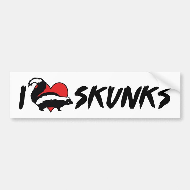 Autocollant De Voiture J'Aime Les Skunks Du Coeur (Devant)