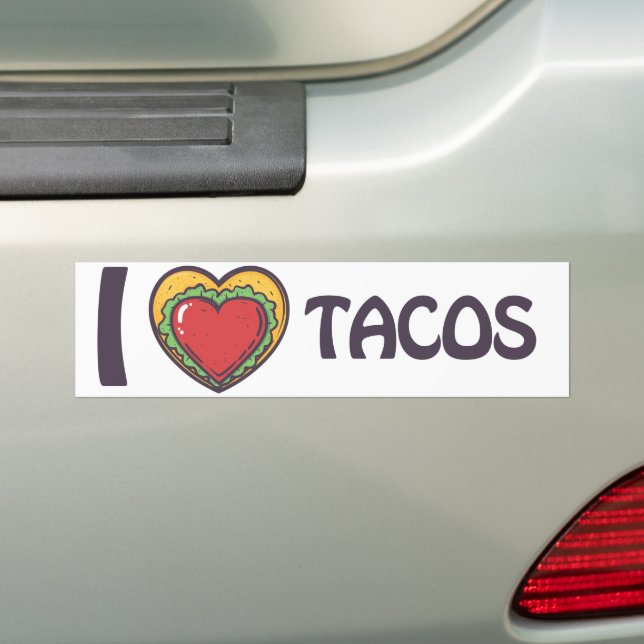 Autocollant De Voiture J'aime les Tacos (En voiture)
