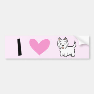Autocollant De Voiture J'aime les terriers blancs de montagne occidentale