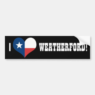 AUTOCOLLANT DE VOITURE J'AIME LES TEXAS WEATHERFORD