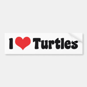 Autocollant De Voiture J'Aime Les Tortues cardiaques