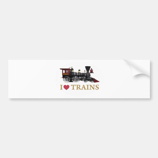 Autocollant De Voiture J'aime les trains (Devant)