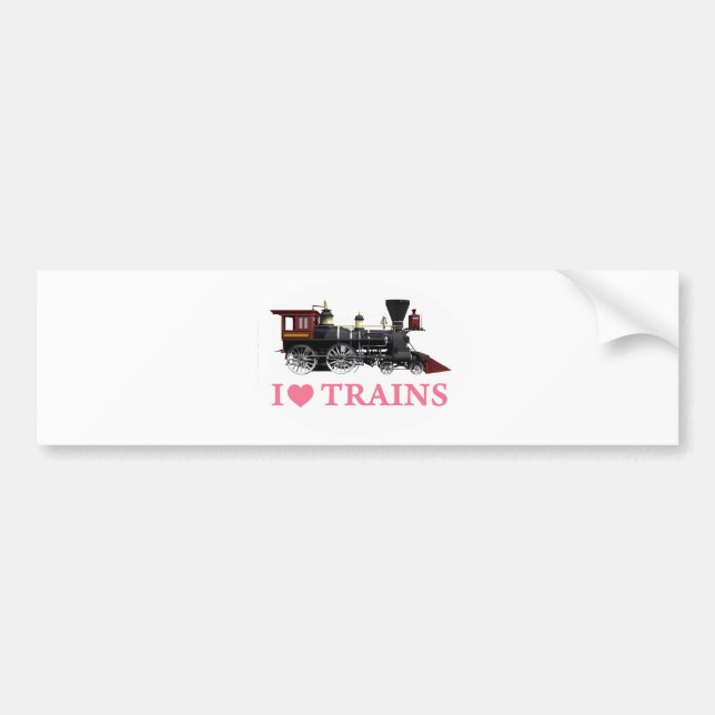 Autocollant De Voiture J'aime les trains (Devant)