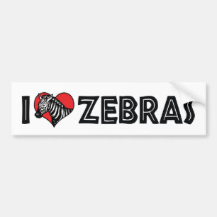 Autocollant De Voiture J'aime les zèbres à cœur - Amateur de zèbres