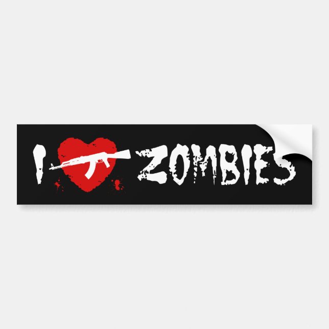 Autocollant De Voiture J'aime les zombies (Devant)