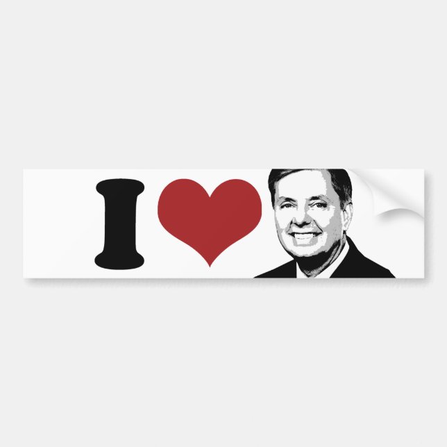 Autocollant De Voiture J'aime Lindsey Graham pour le Président Bumper (Devant)