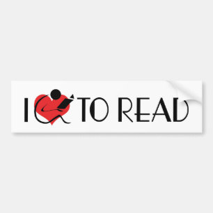Autocollant De Voiture J'aime lire avec cœur - Amateur de livres