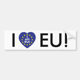Autocollant De Voiture J'aime l'UE ! Je suis UE ! Adhésif pour pare-chocs