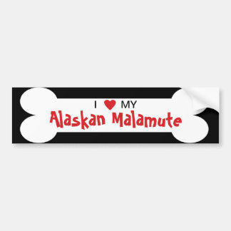 Autocollant De Voiture J'aime ma race de chien de Malamute d'Alaska